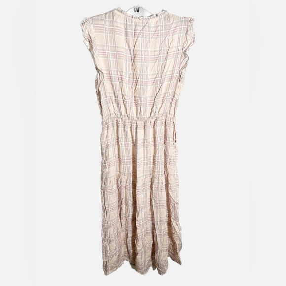 NWT Adeline Rae Dress Pink Plaid Ruched Neckline Prairie Flounce Skirt - Picture 3 of 4